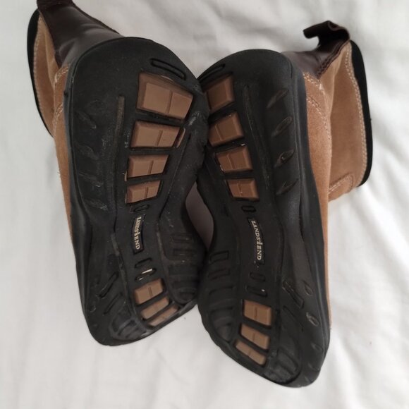 LANDS' END Tan SUEDE Feel ANKLE BOOTS  Sz 7.5B - Picture 6 of 8
